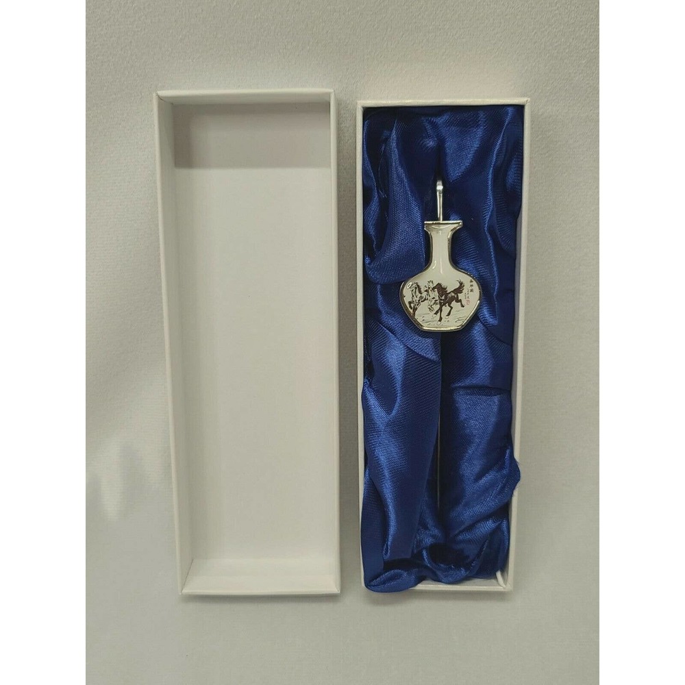 Metal Bookmark in Shape of Vase with Horses